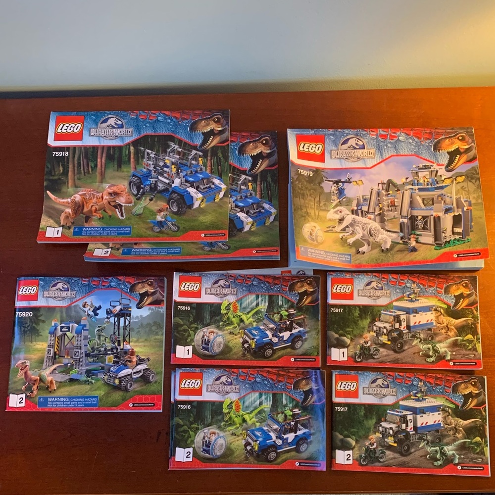 Lego Jurassic World Instruction Manuals. Manuals only